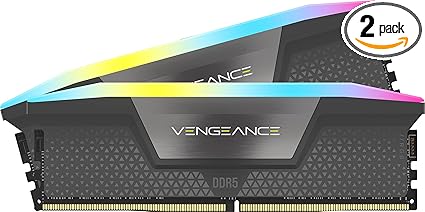 CORSAIR VENGEANCE RGB DDR5 RAM 32GB (2x16GB) 5200MHz CL40 AMD EXPO iCUE Compatible Computer Memory - Gray (CMH32GX5M2B5200Z40K)