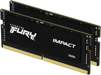 Kingston FURY Impact 32GB (2x16GB) 6400MT/s CL38 DDR5 SODIMM | Intel XMP 3.0 | Plug N Play | Laptop Memory | Kit of 2 | KF564S38IBK2-32