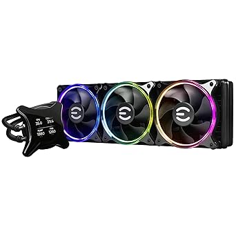 EVGA CLCx 360mm All-in-One LCD CPU Liquid Cooler, 3X 120mm PWM ARGB Fans, Intel, AMD, 5 YR Warranty, 400-HY-CX36-V1