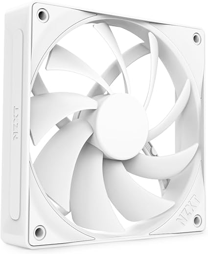 NZXT F120Q, 120mm Quiet Airflow PC Case Fan, Intake or Exhaust, Chamfered Frame for Concentrated Air, Fluid Dynamic Bearings, Low Noise, PWM Control, White