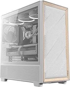 Antec Flux Wood White, 5 x PWM Fans Included, High-Airflow Front Panel with Birch Wood, Type-C, 420mm Radiator & Back Connect Motherboard Support, Up to 9 Fans Simultaneously, Mid-Tower E-ATX PC Case