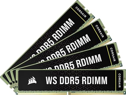 CORSAIR WS DDR5 ECC RDIMM 128GB (4x32GB) 5600MHz CL40 AMD Expo Intel XMP 3.0 Computer Memory - Black (CMA128GX5M4B5600Z40)