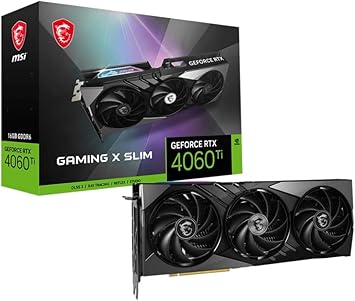 MSI GeForce RTX 4060 Ti Gaming X Slim 16G Graphics Card - NVIDIA RTX 4060 Ti, 16GB GDDR6 Memory, 18Gbps, PCIe 4.0, Twin Frozr 9, RGB, DLSS3