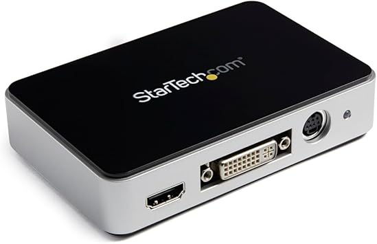 StarTech.com HDMI Video Capture Device - 1080p - 60fps Capture Card - USB Video Recorder - with HDMI DVI VGA (USB3HDCAP) Black