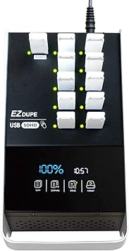 EZ Dupe SOHO Touch 1 to 10 USB Duplicator - Multiple USB 2.0/3.0/3.1 Thumb Drive Cloner Copier & Flash Media Eraser with Touchscreen Menu Function