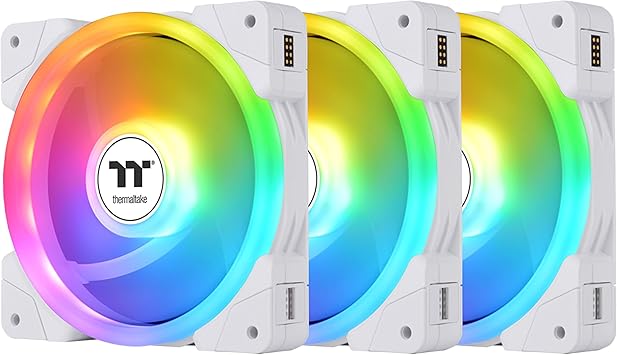 Thermaltake SWAFAN EX 14 ARGB PC Cooling Fan White, 3-Fan pcak, 500~2000 RPM, Magnetic Connection, Reversable Blades, sync with MB RGB Software, CL-F170-PL14SW-A, 140mm