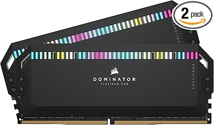 CORSAIR DOMINATOR PLATINUM RGB DDR5 RAM 32GB (2x16GB) 6000MHz CL36 Intel XMP iCUE Compatible Computer Memory - Black (CMT32GX5M2X6000C36)