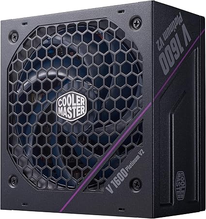 Cooler Master V Platinum 1600 V2 ATrX 3.1 Full Modular Powe Supply, 1600W 80+ Platinum, Dual 90° 12VHPWR|600W PCIe 5.1, GPU Support RTX 4090, Purple Anodic-Coated Heat Sink, Mobius Fan, 12-Year