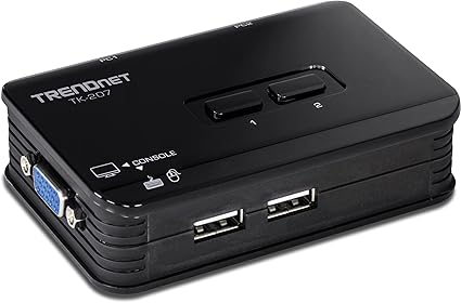 TRENDnet 2-Port USB KVM Switch and Cable Kit, 2048 x 1536 Resolution, Device Monitoring, Auto-Scan, Audible Feedback, USB 1.1, Compliant with Windows and Linux, Hot-Pluggable, White, TK-207K