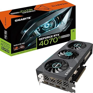 Gigabyte GeForce RTX 4070 Ti Super Eagle OC Graphics Card - 2640MHz Core, 16GB GDDR6X 21000MHz 256-bit Memory, PCI-E 4.0, 3X DP 1.4, 1x HDMI 2.1a, NVIDIA DLSS 3.5, GV-N407TSEAGLE OC-16GD