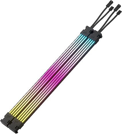 CORSAIR iCUE ARGB PSU Cable Strips – 2X 200mm LED Strips – 100 RGB LEDs Per Strip – Fits Any PSU Cable – Motherboard 5V ARGB Control – Black