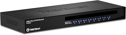 TRENDnet 8-Port USB/PS2 Rack Mount KVM Switch, TK-803R, VGA & USB Connection, Supports USB & PS/2 Connections, Device Monitoring, Auto Scan, Audible Feedback, Control up to 8 Computers/Servers