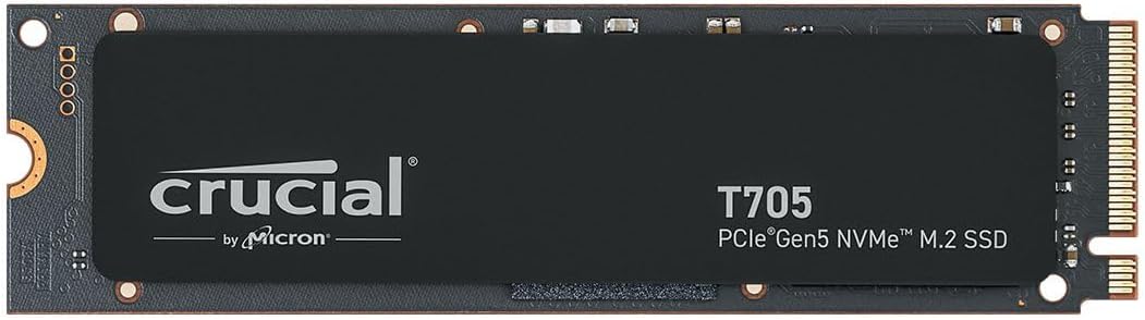 Crucial New 2024 T705 1TB PCIe Gen5 NVMe M.2 SSD - Up to 13,600 MB/s - Game Ready - Internal Solid State Drive (PC) - +1mo Adobe CC - CT1000T705SSD3