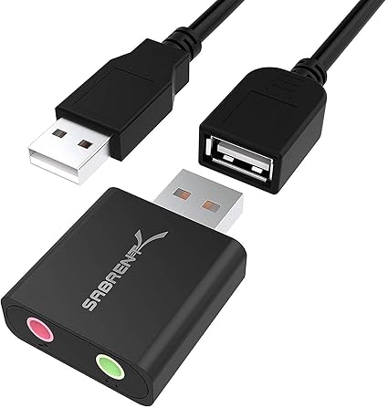 SABRENT Aluminum USB External Stereo Sound Adapter for Windows and Mac. Plug and play No drivers Needed [Black] (AU-EMCB)