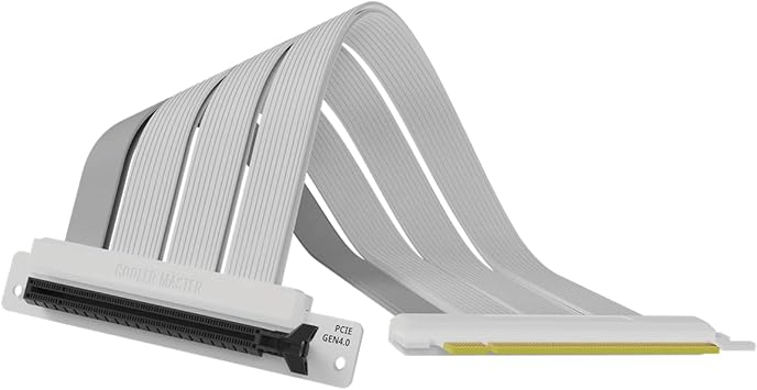 Cooler Master MASTERACCESSORY Riser Cable PCIe 4.0 x16 300mm White, PCIe 4.0 Compatible, EMI Shielded 30 AWG, Protective ABS Casing for Graphics Card (MCA-U000C-WPCI40-300)