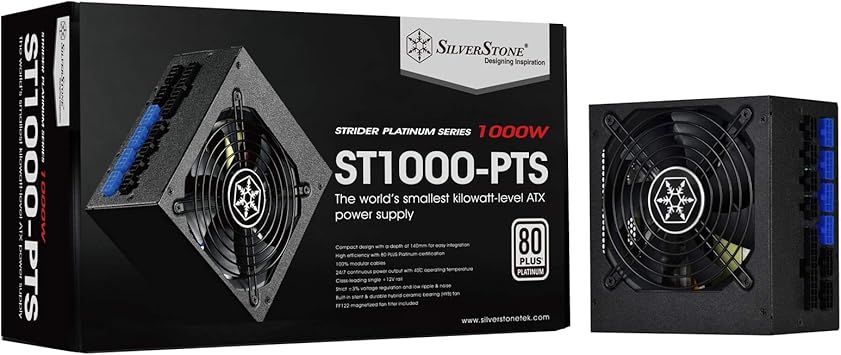 SilverStone Technology 1000 Watt Fully Modular 80 Plus Platinum Power Supply in Ultra Compact 140mm in Depth ST1000-PTS