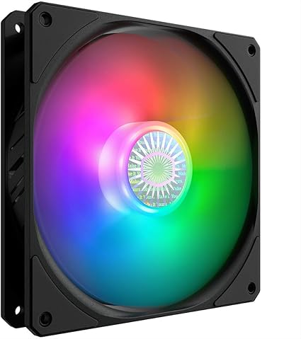 Cooler Master SickleFlow 140 V2 ARGB Square Frame Fan, ARGB 3-Pin Customizable LEDS, Air Balance Curve Blade, Sealed Bearing,140mm PWM Control for Computer Case & Liquid Radiator