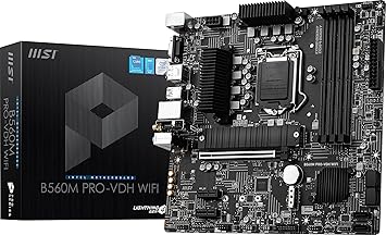 MSI B560M PRO-VDH WIFI (mATX, 11th/10th Gen Intel Core, LGA 1200 Socket, DDR4, PCIe 4, CFX, M.2 Slots, USB 3.2, 2.5G LAN, DP/HDMI)