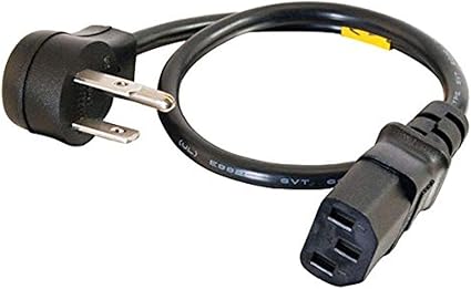 C2G 27900 18 AWG Universal Flat Plug Extension Cord, 1.5 Feet (0.45 Meters), Black