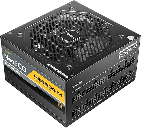 Antec NeoECO, NE850G M ATX3.0, 850W Full Modular PSU, 80 Plus Gold Certified, PCIE 5.0 Support, PhaseWave Design, Japanese Caps, Zero RPM Manager, Silent 120mm Fan, 10-Year Warranty