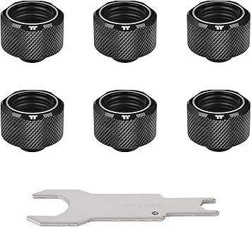 Thermaltake Pacific Black 4 Build-In O-Rings C-Pro G1/4 PETG 16mm OD Compression Fitting 6 Pack CL-W214-CU00BL-B