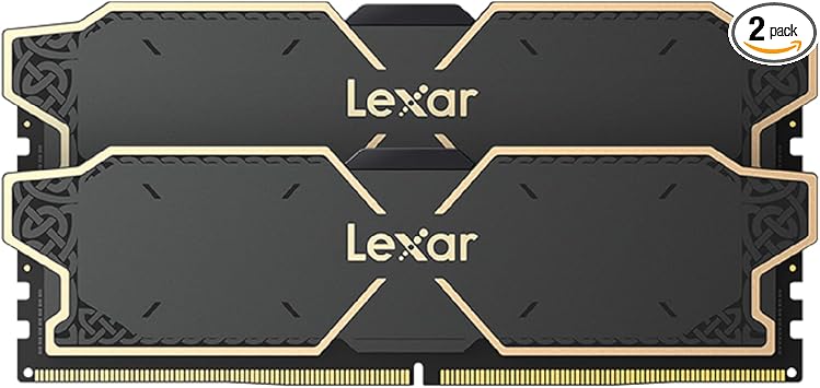 Lexar 32GB (2x16GB) THOR OC DDR5 RAM 5600MT/s CL36 1.25V Desktop Memory with Heatsink, AMD Expo and Intel XMP 3.0, Black (LD5U16G56C36LG-RUD)