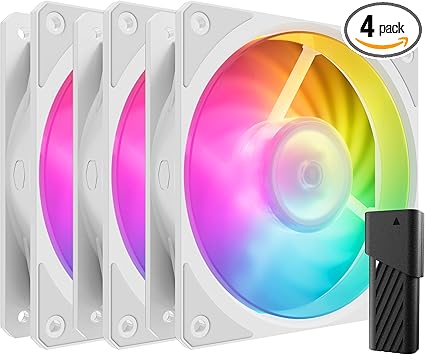 Cooler Master Mobius 120P ARGB White 3in1 Performance 120mm PC Case|Liquid Cooler|Air Cooler Fan, Ring Blade Design, PWM 2,400 RPM, Loop Dynamic Bearing, Magnetic Ring, Gen2 ARGB (MFZ-M2DW-243P2-R1)