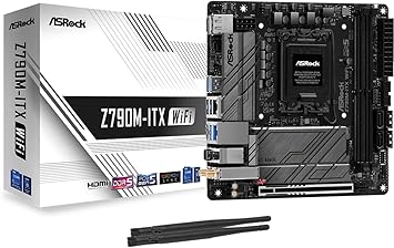 ASRock Z790M-ITX WIFI Intel LGA1700 DDR5 DIMMs 7000 128 GB SATA3 6.0 Gb/s Mini-ITX Motherboard LED M.2