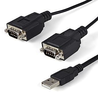 StarTech.com USB to Serial Adapter - 2 Port - COM Port Retention - FTDI - USB to RS232 Adapter Cable - USB to Serial Converter (ICUSB2322F), Black