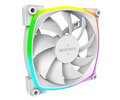 Montech AX 120 ARGB Fan – 1600PWM, High-End Durability, Silent Performance, and Stunning ARGB Design (120mm, White)