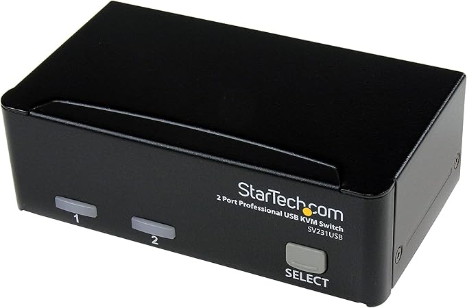 StarTech.com 2 Port VGA USB KVM Switch - VGA KVM Switch - 1920x1440 - USB 2.0 - KVM Video Switch (SV231USB),Black