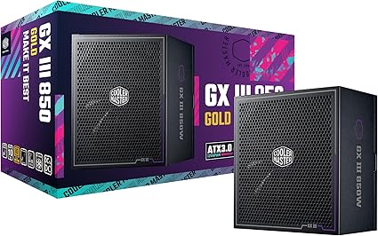 Cooler Master GX III Gold 850W ATX3.0 Full Modular Power Supply, 850W, 80+ Gold, 90-Degree 12VHPWR PCIe 5.0 Connector, Silent Fan | Zero-RPM, 10 Year Warranty (MPX-8503-AFAG-BUS)