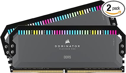 CORSAIR DOMINATOR PLATINUM RGB DDR5 RAM 32GB (2x16GB) 6000MHz CL36 AMD EXPO iCUE Compatible Computer Memory - Gray (CMT32GX5M2D6000Z36)