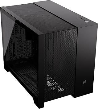 CORSAIR 2500D AIRFLOW Small-Tower mATX Dual Chamber PC Case – Tempered Glass – Reverse Connection Motherboard Compatible – No Fans Included – Black