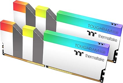 Thermaltake TOUGHRAM RGB White DDR4 3600MHz 16GB (8GB x 2) 16.8 Million Color RGB Alexa/Razer Chroma/5V Motherboard Syncable RGB Memory R022D408GX2-3600C18A