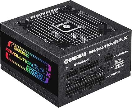 ENERMAX Revolution D.F. X 1200W ARGB, 80 Plus Gold Full Modular Power Supply, ATX 3.0 & PCIe 5 Ready, 600W 12VHPWR Connectors, 100% Japanese Capacitors - ECO Mode - 10 Year Warranty