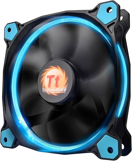 Thermaltake Riing 12 Series Blue High Static Pressure 120mm Circular LED Ring Case/Radiator Fan with Anti-Vibration Mounting System Cooling CL-F038-PL12BU-A