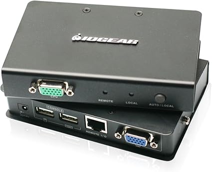 IOGEAR USB 2.0 VGA KVM Console Extender Up to 500 Feet, GCE500U,Grey