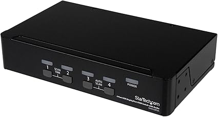 StarTech.com 4 Port DisplayPort KVM Switch w/ Audio - USB, Keyboard, Video, Mouse, Computer Switch Box for 2560x1600 DP Monitor (SV431DPUA) , Black