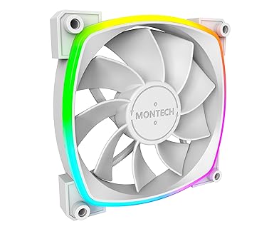 Montech RX 120 ARGB Reversed Fan 1600PWM, High-End Durability, Silent Performance, and Stunning ARGB Design (120mm, White)