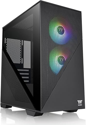 Thermaltake Divider 170 TG ARGB Motherboard Sync mATX Computer Case with 2x120mm ARGB Fan Pre-Installed, Tempered Glass Side Panel, Ventilated Front Mesh Panel, CA-1S4-00S1WN-00, Black