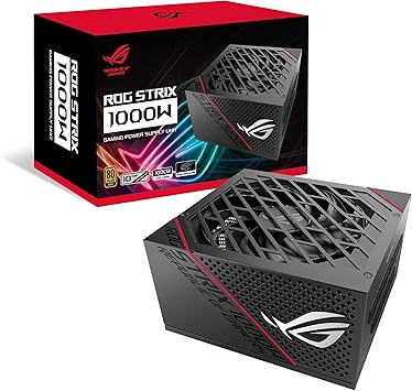 ASUS ROG Strix 1000W Gold PSU (16-pin Cable), Power Supply (ROG heatsinks, Axial-tech Fan Design, Dual Ball Fan Bearings, 0dB Technology, 80 Plus Gold, Fully Modular Cables, 10-Year Warranty)