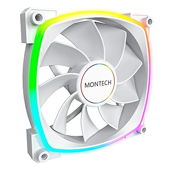 Montech RX 140 ARGB Reversed Fan 1600PWM, High-End Durability, Silent Performance, and Stunning ARGB Design (140mm, White)