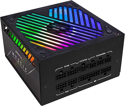 Apevia ATX-MT1200W Mystic 1200W Fully Modular 80+ Platinum Certified, PCIe 5.0 & ATX 3.0 Ready Active PFC ATX RGB Gaming Power Supply, Includes Gen 5 12VHPWR Connector & 366 RGB Light Modes