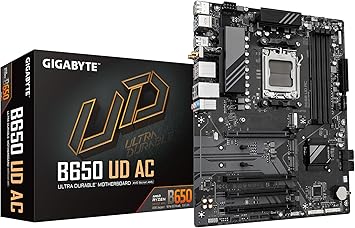 GIGABYTE B650 UD AC (rev. 1.0) AM5 LGA 1718 AMD B650 ATX Motherboard with 5-Year Warranty, DDR5, PCIe 4.0 M.2, PCIe 4.0, USB 3.2 Gen2x2 Type-C, GbE LAN