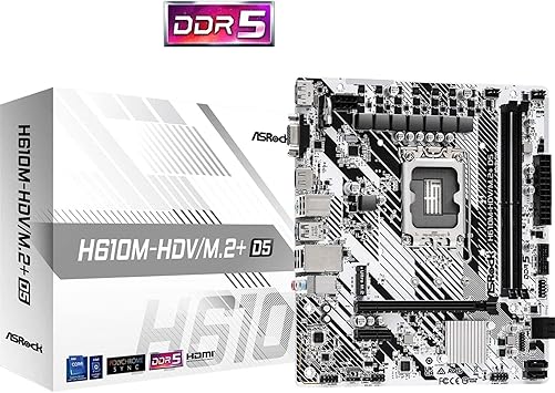 ASRock H610M-HDV/M.2+ D5 LGA 1700 Micro ATX DDR5 Intel H610 SATA 6Gb/s Micro