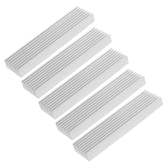 uxcell 5 Pcs Aluminum Heat Sink, Silver Tone Aluminium Radiator Heatsink Cooling Fins Cooler for Led Amplifier Transistor IC Module, 100x25x10mm/4 x1 x0.4