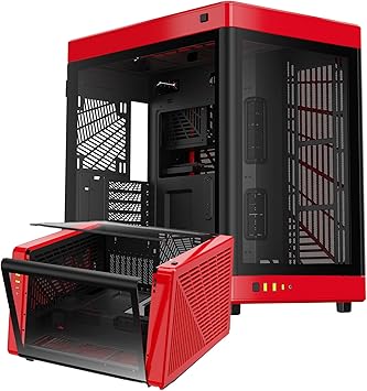 GAMDIAS RGB Tempered Glass Gaming Computer PC Case, 2-way Standing w/Vertical & Horizontal Orientaton & One-touch Open, Support up to 420mm AIO, Huge Cable Management & Excellent Airflow NESO P1 BR