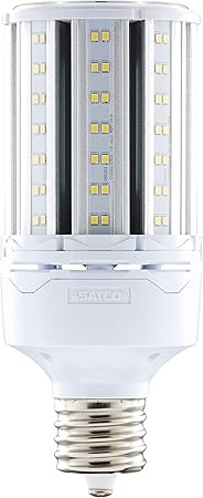 Satco S49393 Corncob LED HID Light Bulb, Mogul Extended Base, 45W, 35000 Hour Rating, 6210L, Natural Light