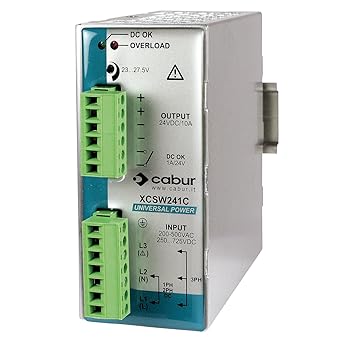 ASI XCSW241C 24Vdc DIN Rail Power Supply with Pluggable Wire Connections, 10A, 240W Output, 185 to 550 VAC Input